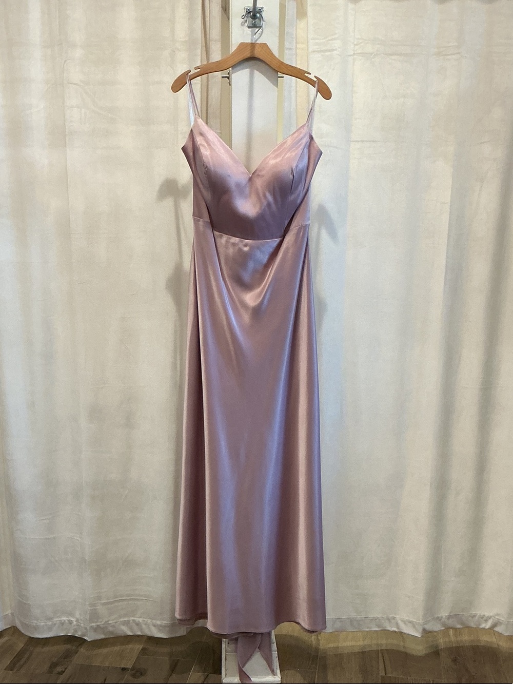 Christina Wu Mauve Satin Maxi Slip Dress